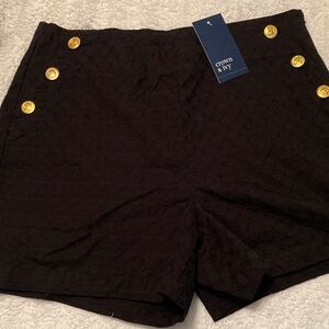 Crown & Ivy High Waist Black Shorts with Gold Accents